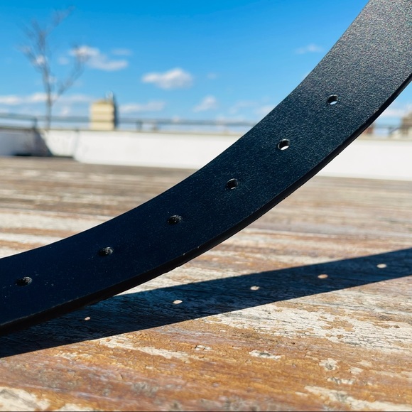 PERRY ELLIS Belt 2-Side Bonded Leather Rectangulat Plate Buckle Brown BLACK - Picture 14 of 15